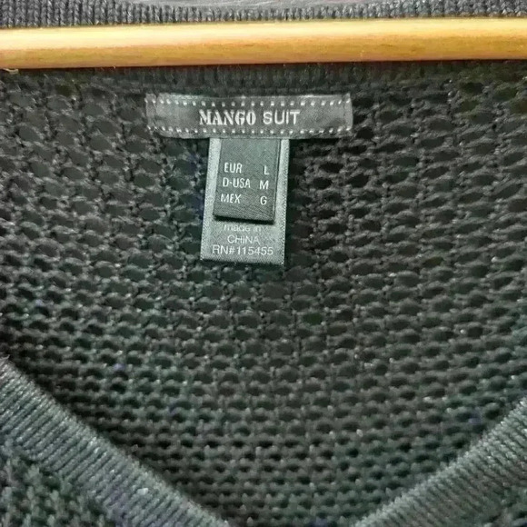 Mango Net V Neck Knit Long  Sleeve Sweater - Large like new - Picture 2 of 4